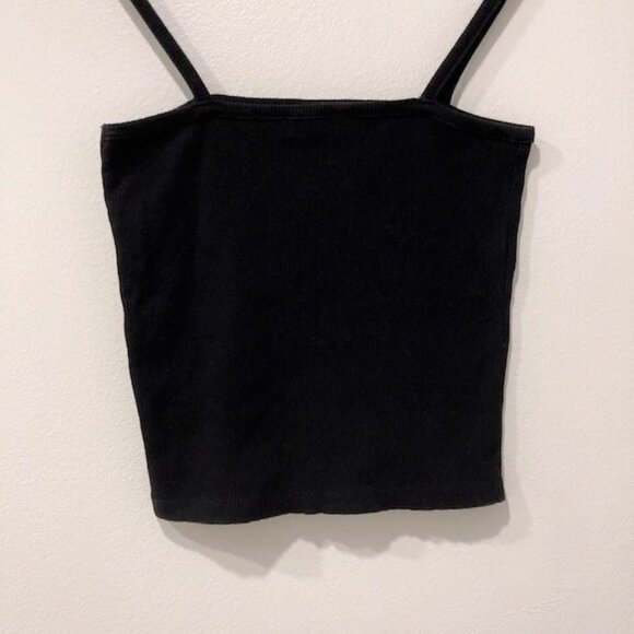 Simons Twik Black Ribbed Square Neck Crop Top Cami - Picture 3 of 4